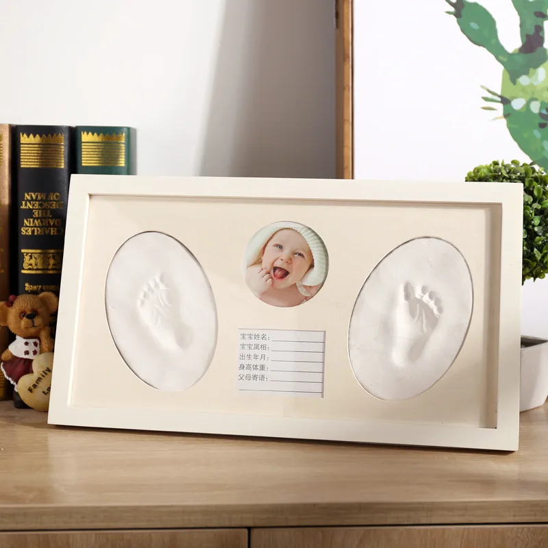 Souvenir Newborn Foot Print Handprint Wood Baby Footprints Frame Kit