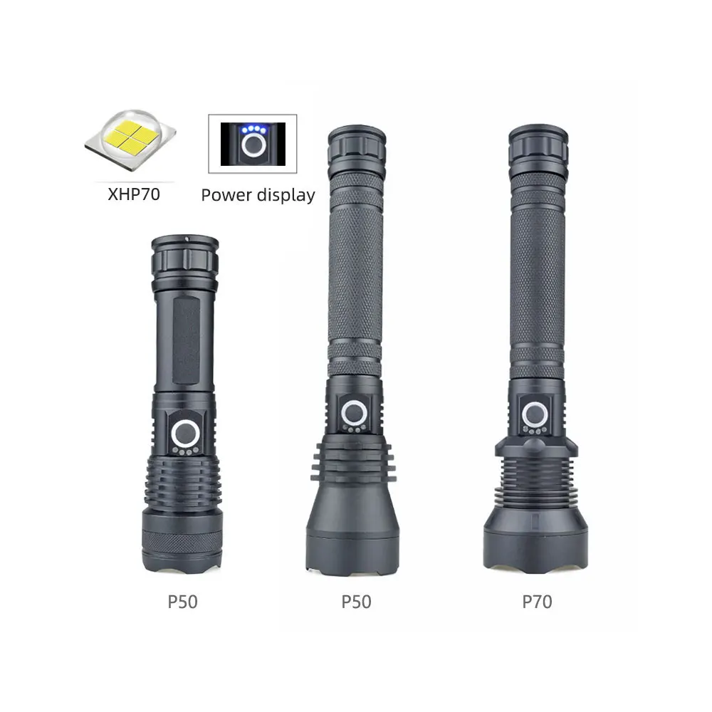 P70 flashlight Waterproof Camping outdoor Tactical Torch flash light LED USB Rechargeable flashlights