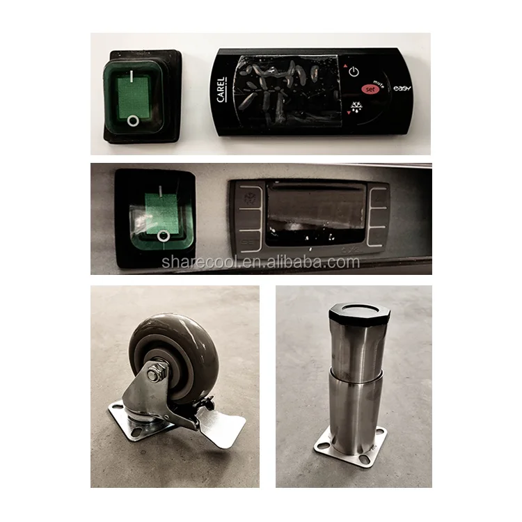 Two Doors Fan Cooling Commercial Kitchen Stainless Steel Workbench Refrigerator