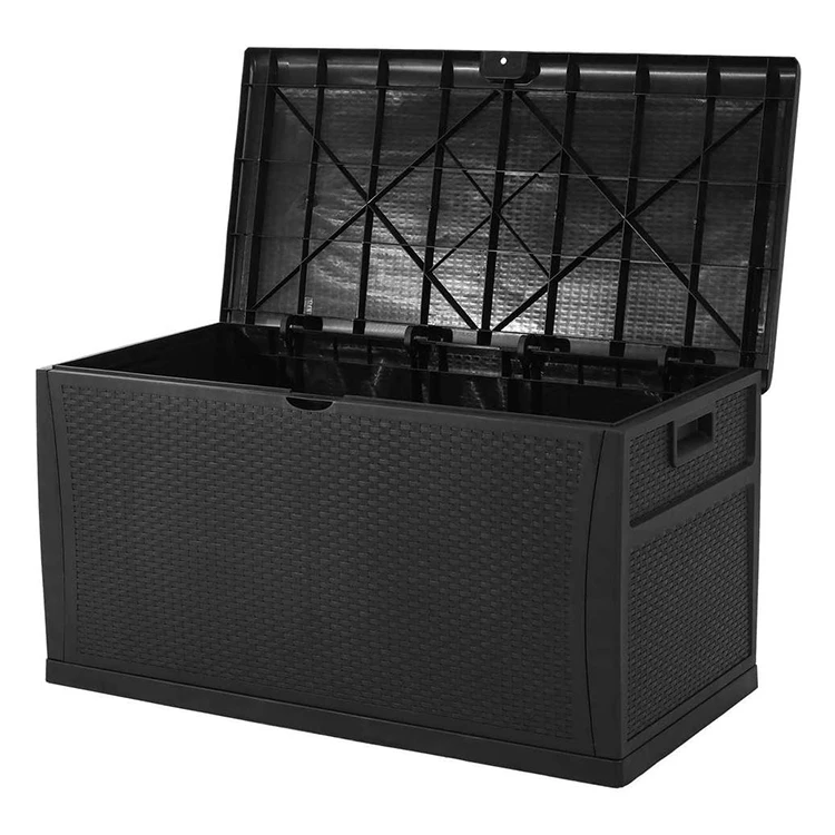 Роскошный уличный палубный ящик нового типа на 120 галлонов большой коричневый контейнер для хранения из смолы коробка во дворе патио другая уличная