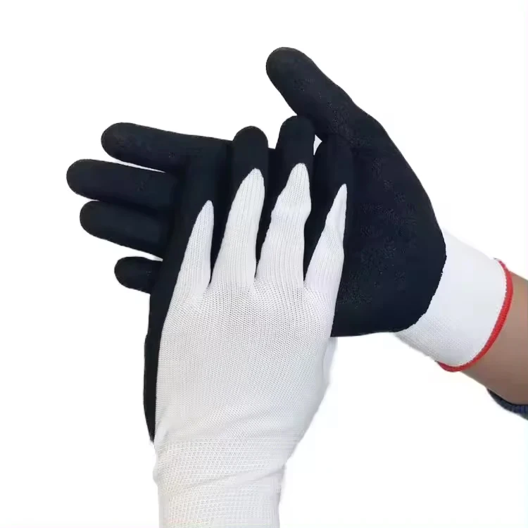Custom logo dielectric farming cheap nitrile general purpose esd coat Palm Coating gloves safety gloves for work