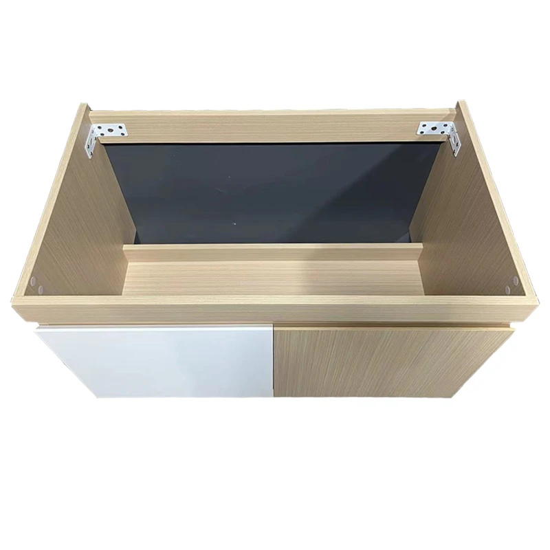 Minimalist slate wall mounted bathroom cabinet vanity with drawers and mirror for apartment hotel