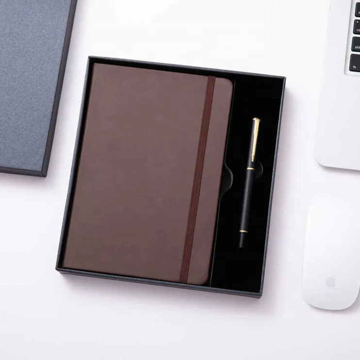 A5 Hard Cover Pu Leather Notebook Set with Pen with Custom Logo And box business gift set