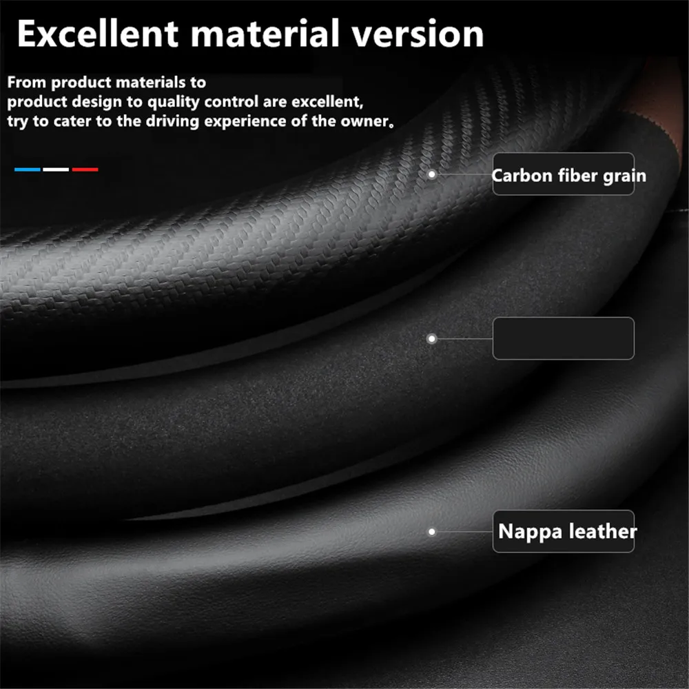 Suitable for  luxury Car Accessories  Leather Embossed Comfortable Touch Car Steering Wheel Cover for Four Seasons