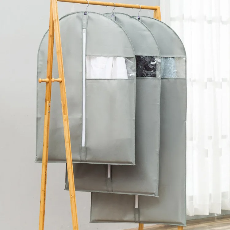 Custom Logo Dust Protector with Zipper Reusable Luxury Nonwovens Jacket Coat Dress Suit Clothes Garment Cover Dust Bags