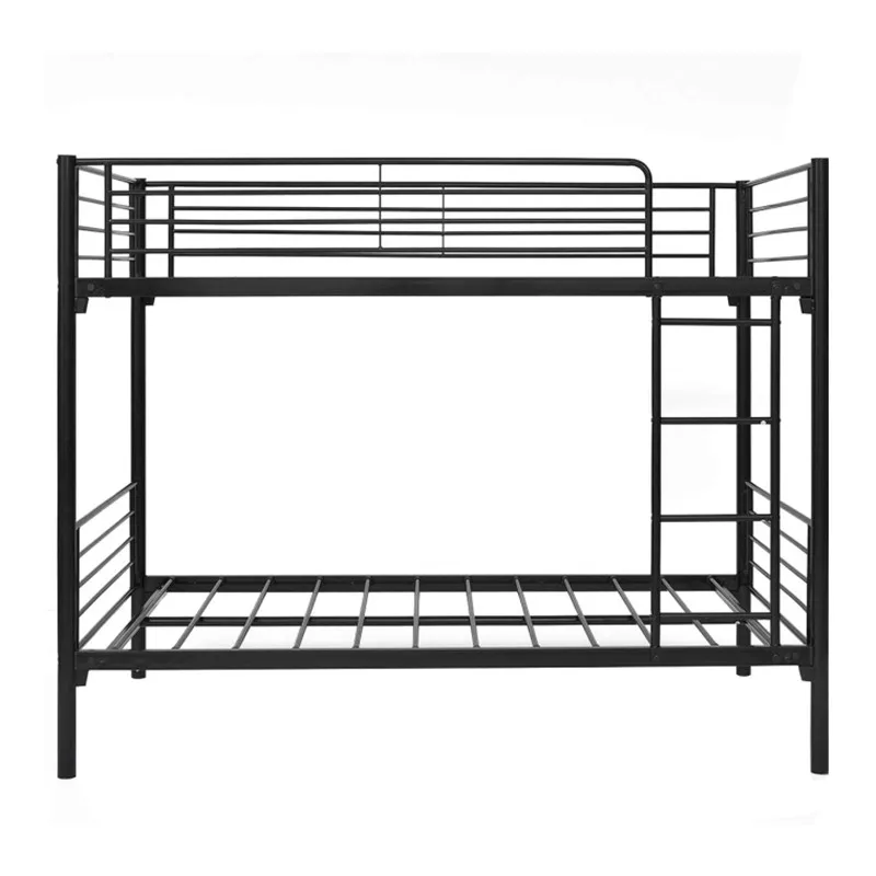 Cheap Durable Home School Bunk Bed with Stairs Stainless Metal Dormitory Hospital Use Black Customized Double-decker