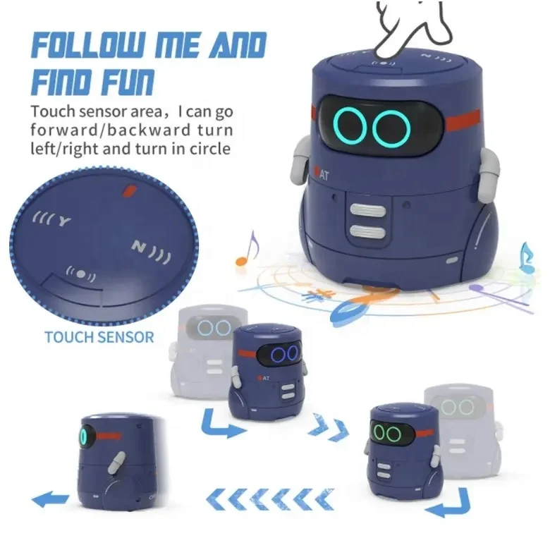 Electric Intelligent Mini Inductive Robot Interaction Guessing Animal Card Game Dancing Robot B/O Robot Toys For Kids