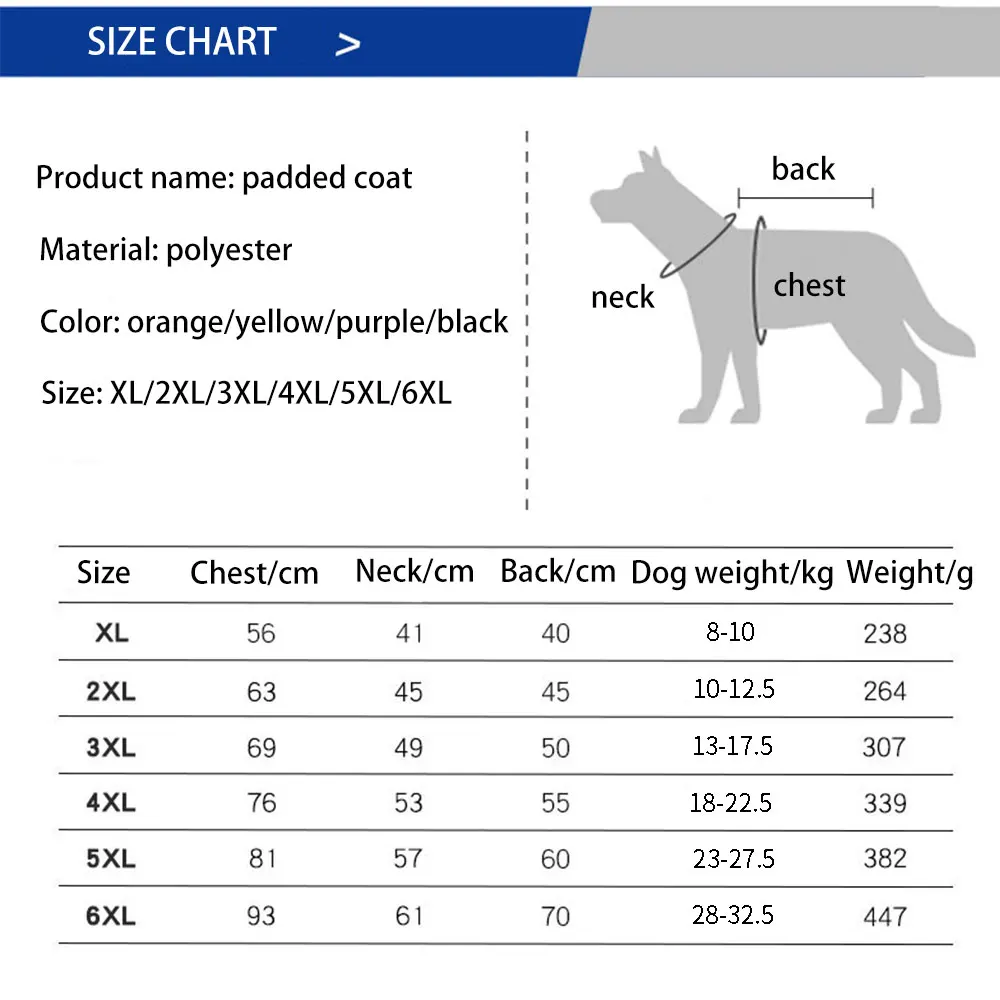Wholesale Pet Clothing Luxury Pet Clothes Medium Large Dog Keep Warm Night Reflection Cotton Padded Pet Clothes