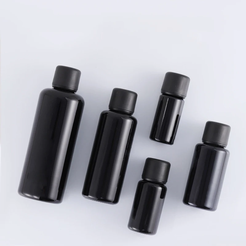FOCSTAR 10ml 15ml 30ml 50ml 100ml 200ml Black Color Refillable Glass Cosmetic Porcelain Essential Oil Bottles (BTL032)