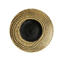 Hotel Restaurant Tableware Plates and Bowls Set Round Black Gold Annual Ring Pattern Crackle Glaze Ceramic Porcelain Dinnerware