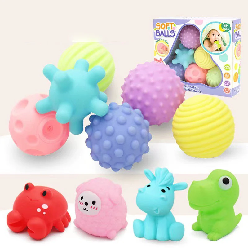 Hot Sale Children Toys Ball Baby 6PCS Toddlers Grasping Sensory Toy Early Development Bath Toy