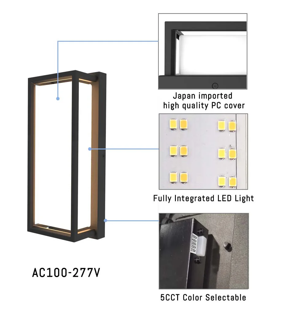 Modern style 12inch 15W 5cct adjustable LED Integrated Outdoor Wall Sconce