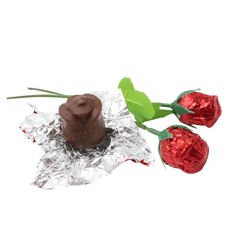 Custom Private Label Delicious Sweets Snack Chocolate Candy Rose Bouquet Flower Shaped Valentine Day Chocolate