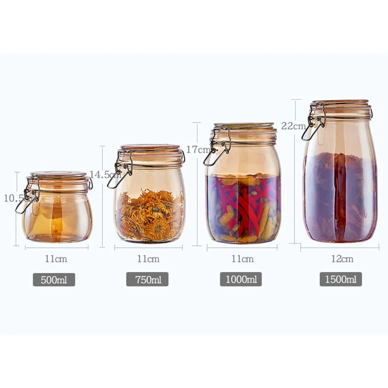 Wholesale Customized Sealed Glass Jar With Lock Lid For Honey Metal Clip Lock Glass Jar