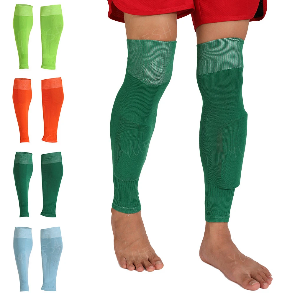 high flexibility full nylon  knee compression leg sleeves with gel shinguard leg sleeves