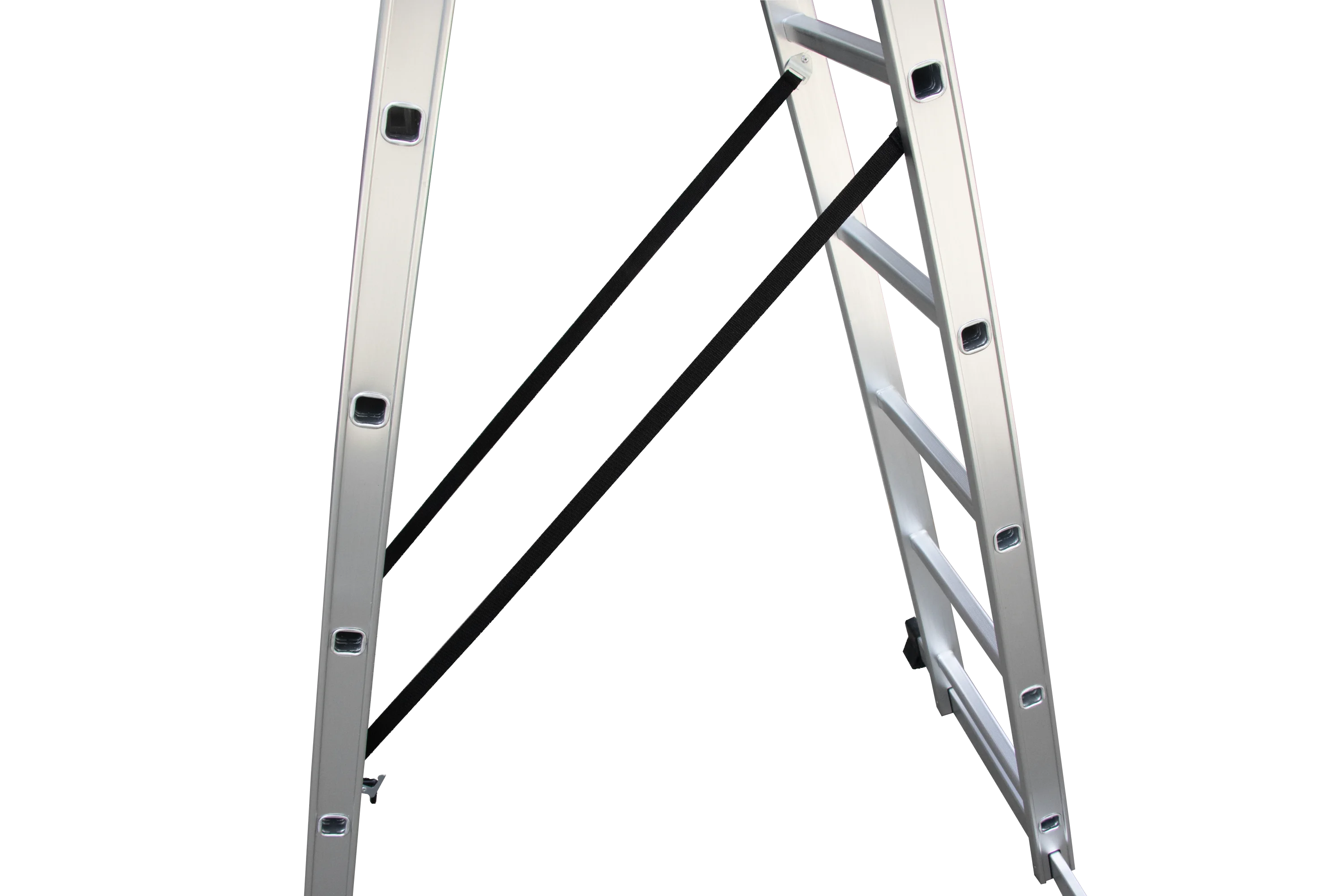 Folding Extension Ladder Aluminum Stairs Step Leader Three Fold Long Ladder Outdoor PE Bag Modern Baluster Design Aluminum 1.3mm