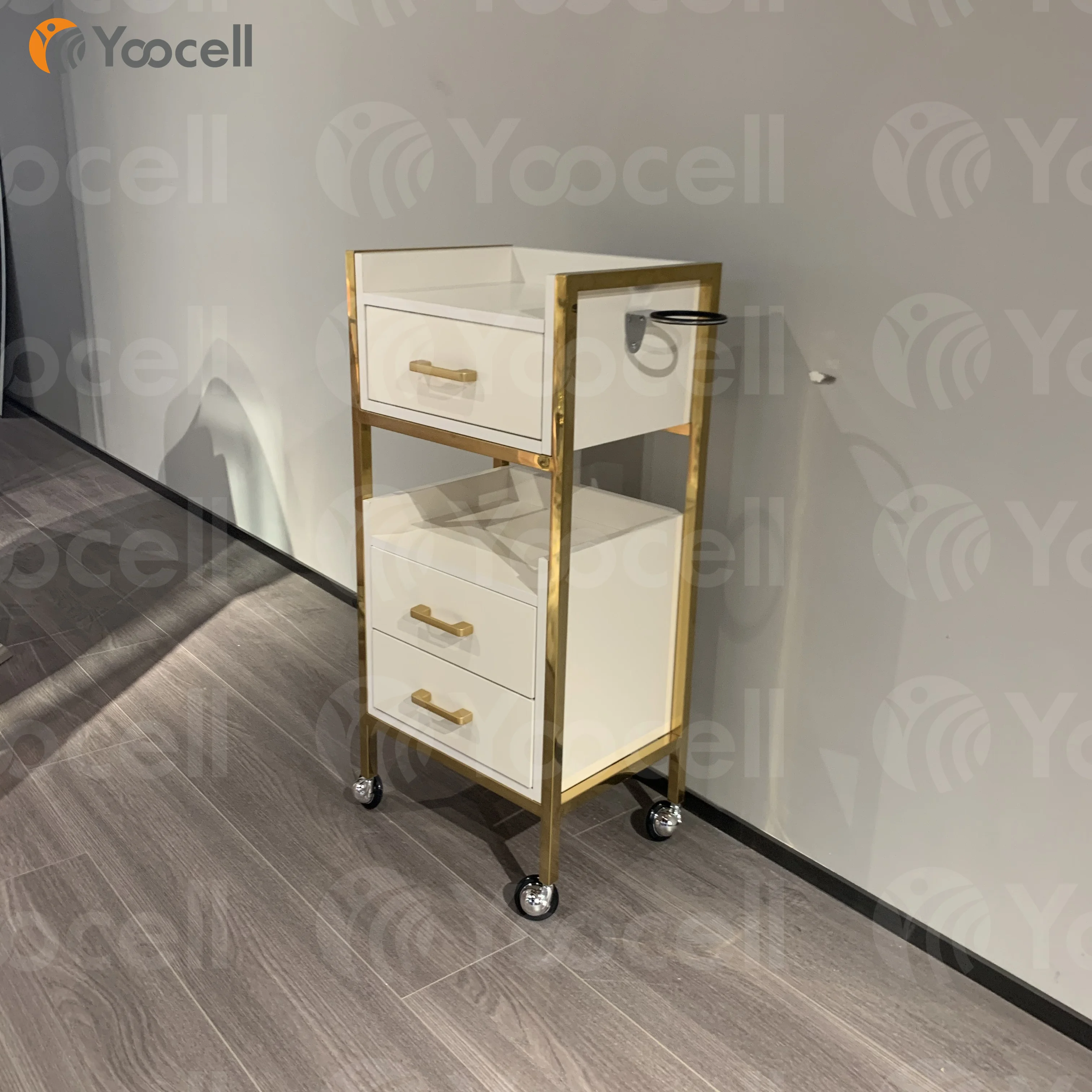  Yoocell Парикмахерская мебель деревянная салонная тележка Золотая рамка из нержавеющей стали роскошный стиль