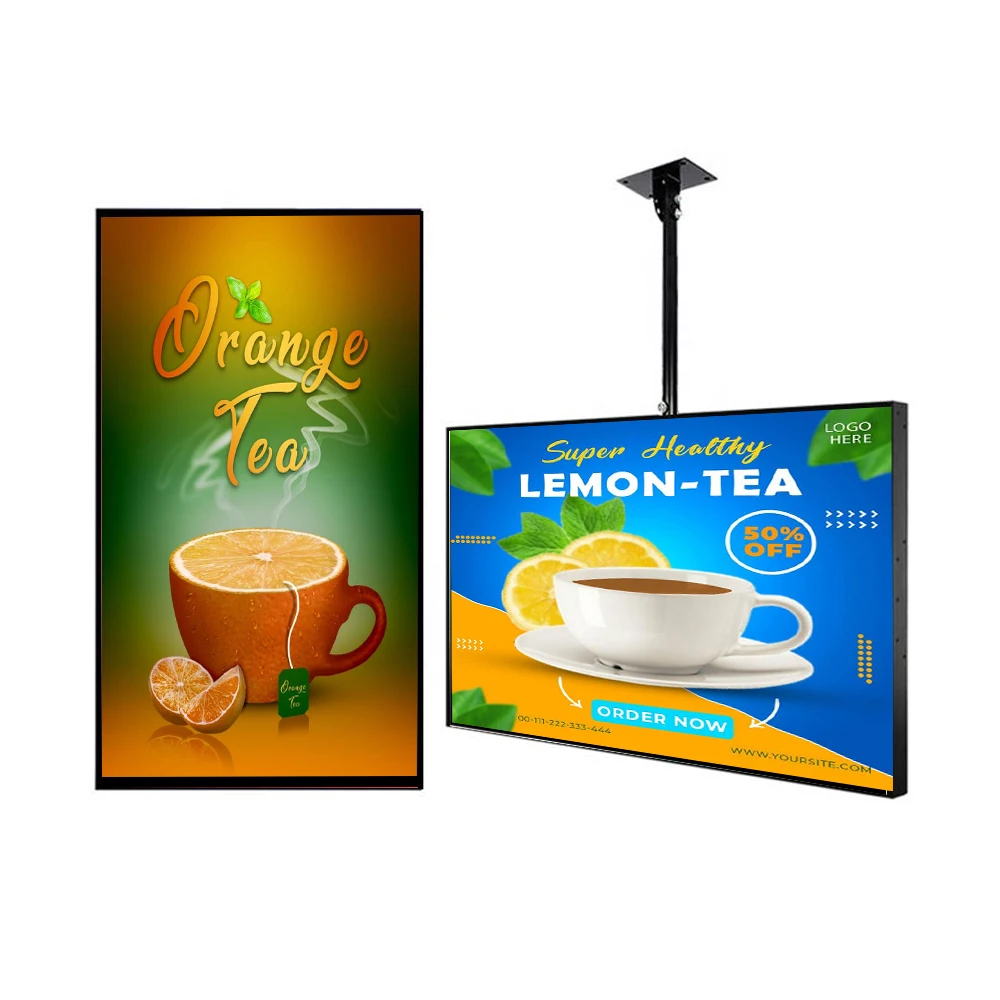 High Brightness 55 Inch LCD Display Advertising Player Remote Control Digital Menu Board Restaurant Wall Hanging SDK Function