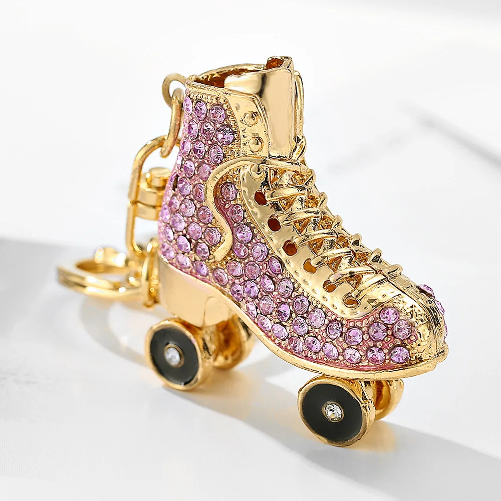 Automotive accessories fashion diamond custom shoe charm  ice skates creative keychains random wholesale metal luxury charms