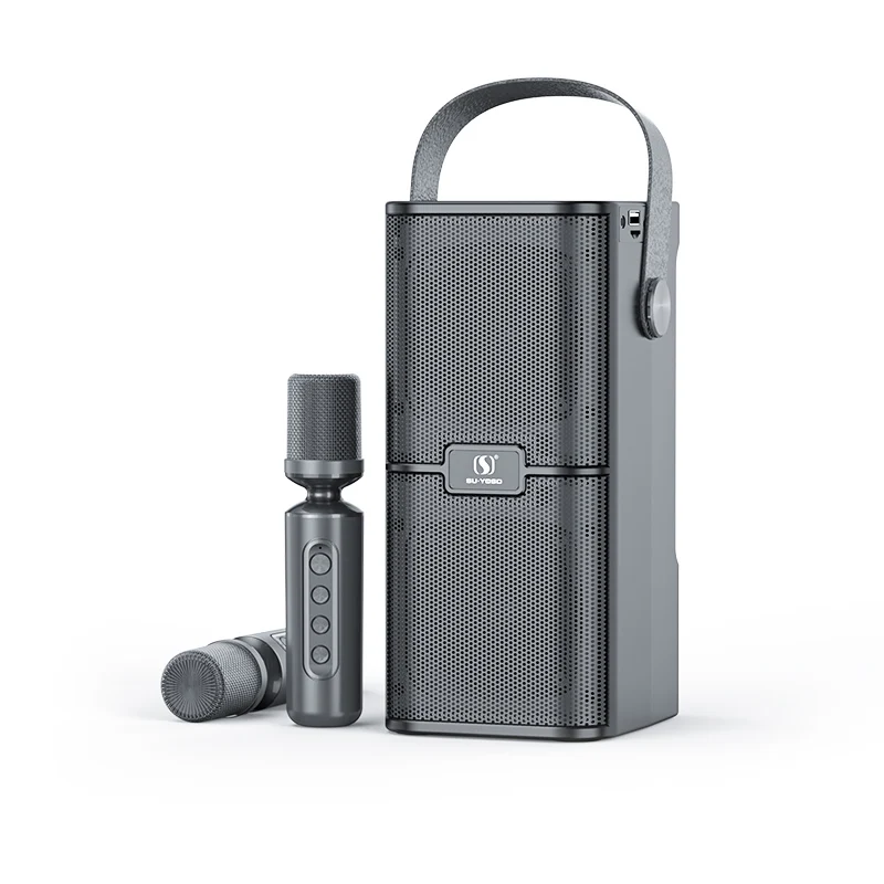 YS-218 двойной UHF беспроводной микрофон 20 Вт USB TF вокальная резка изменение тона реверберация ручка эхо наружный 8-дюймовый караоке динамик