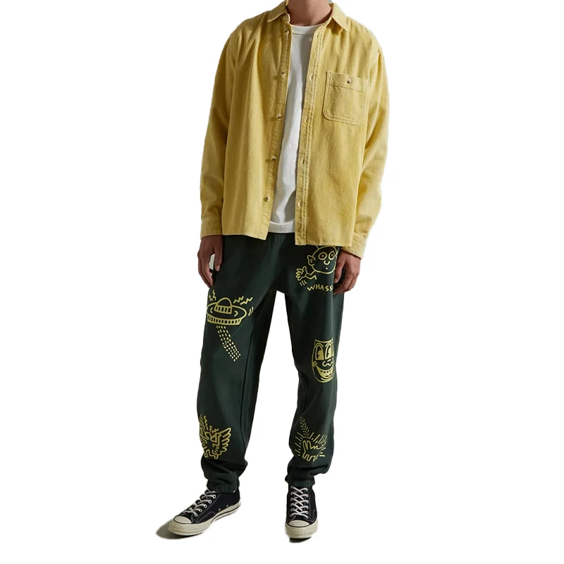 Puff Printing Fashion Designing Streetwear Mens Sweat Pants Workout Outdoor Training Jogging Gym Knit Wide Leg Pant