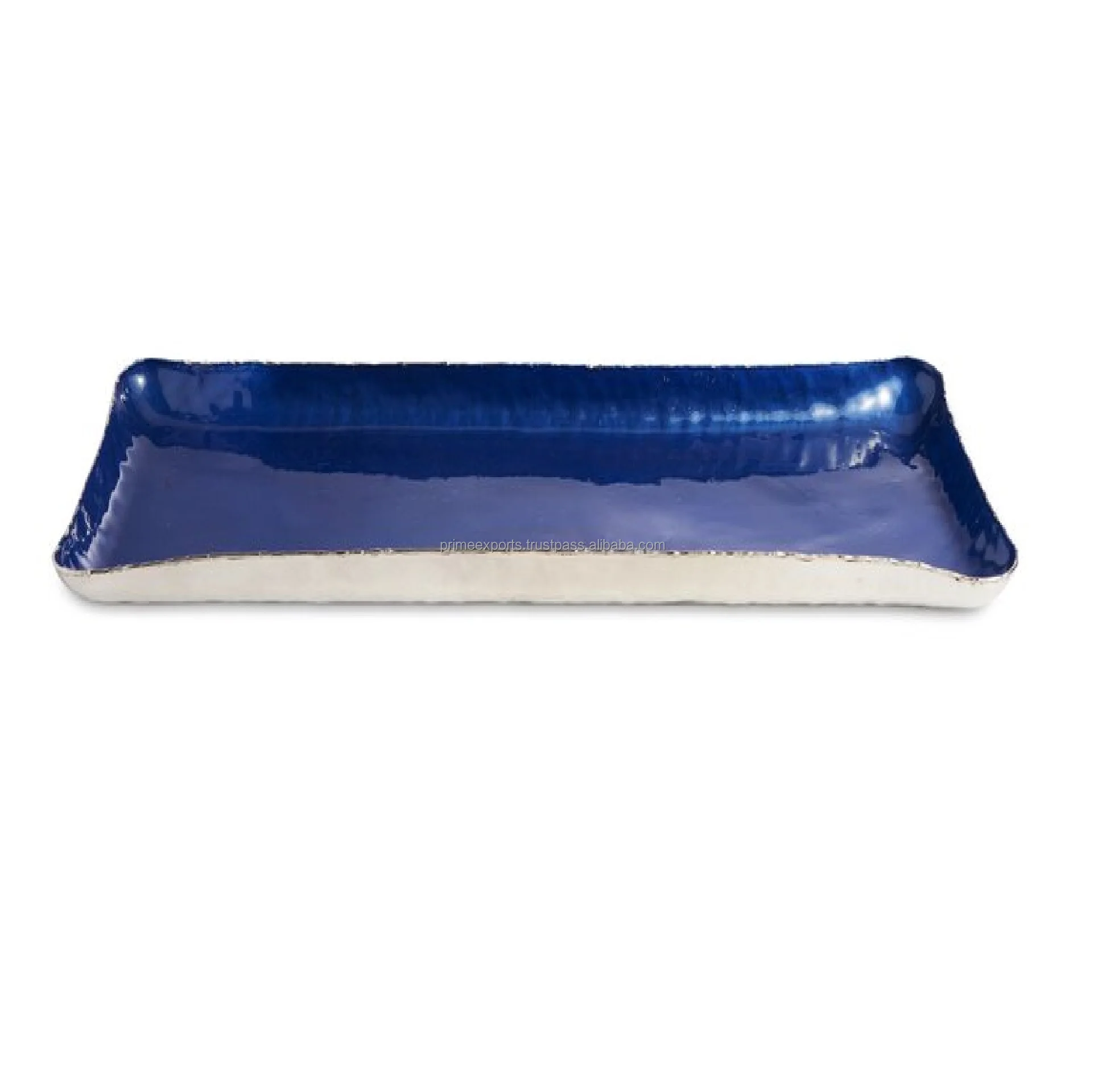 Round copper antique with green solid metal serving trays for home hotels and restaurant decor Indian handmade metal trays