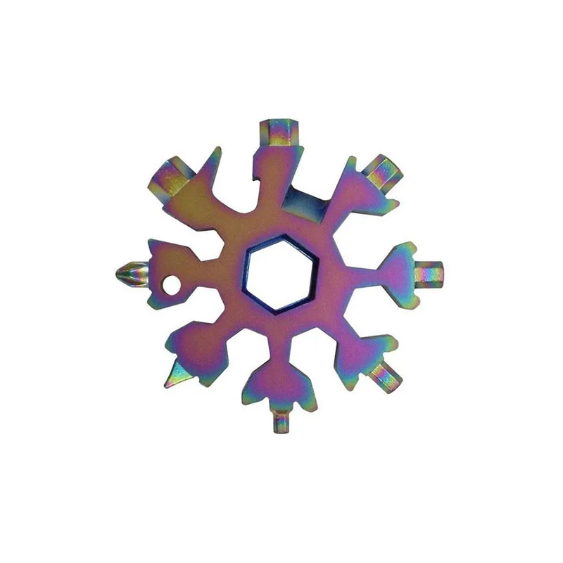 Snowflake Multi-Tool, EDC Tool 18-in-1 Multifunctional Snowflake Shape Stainless Steel Multi-Tool