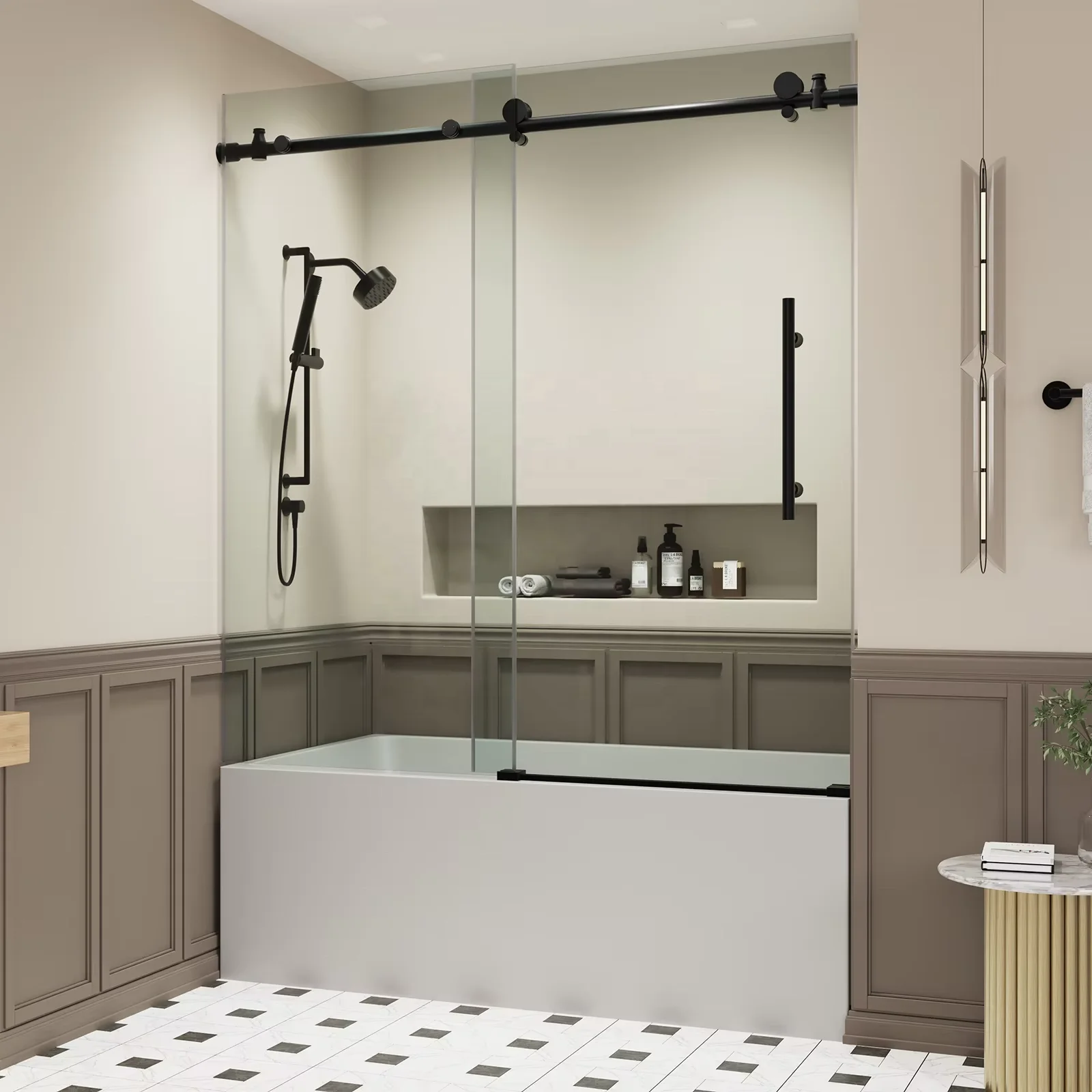 Manufacturer bathroom frameless tempered glass sliding shower door bathtub shower screen