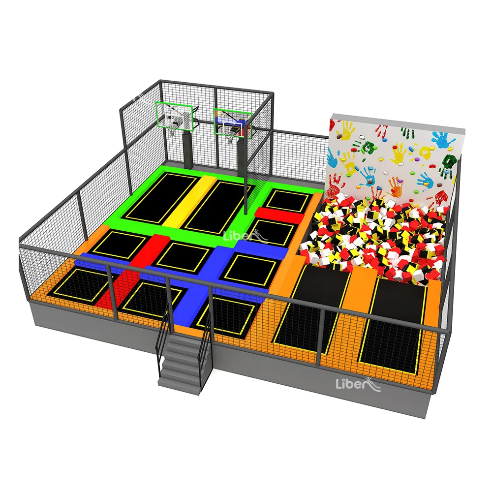 120m2 Kids Indoor Trampoline Park With Foam Pool and Basketball
