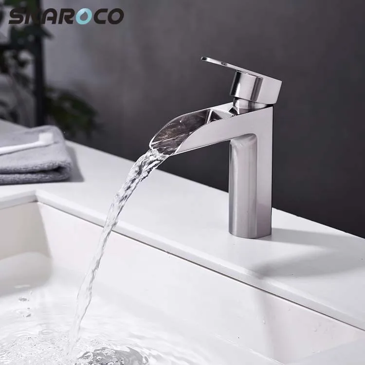 
Trade Assurance Modern Bathroom Brushed One Way Single Handle Basin Faucet Mixer Tap 