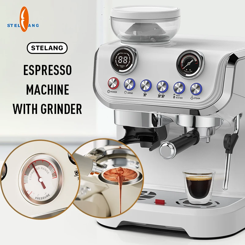 Professional Pull Flower Steam Automatic Bean to Cup Brewing Unit Espresso Machine Commercial
