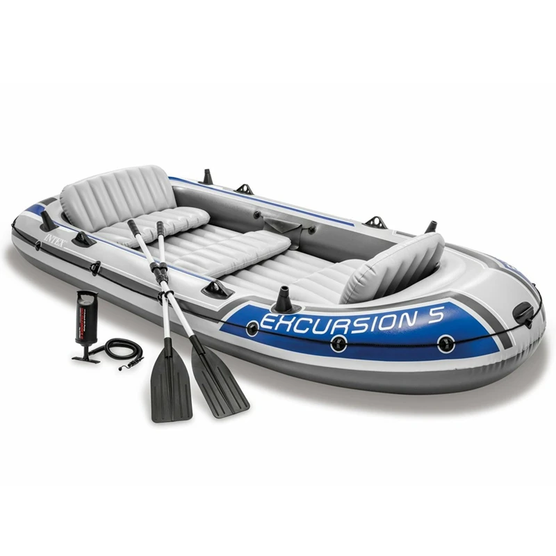 B07 Intex 68324 Excursion inflatable fishing kayak boat Inflatable 4 Persons rafting boat with Paddles&pump