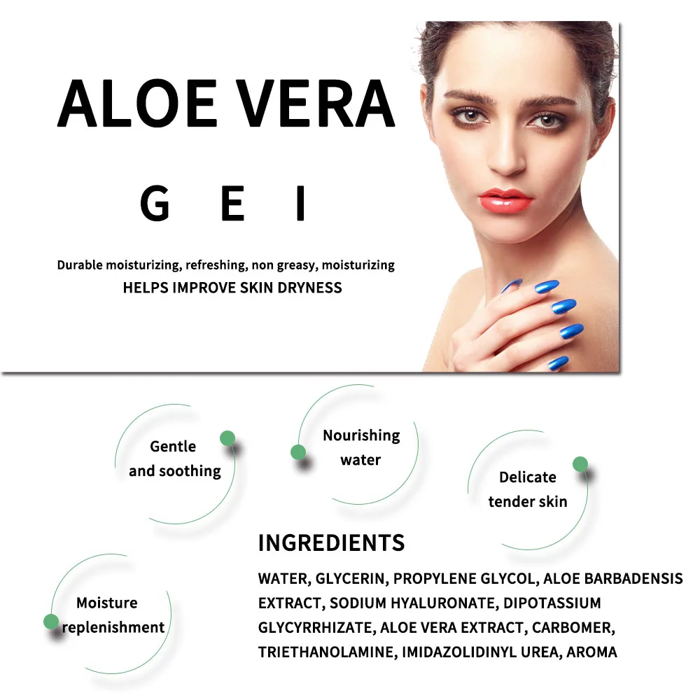 Organic 100% Pure Aloe Vera Gel Private Label Skin Repairing Smoothing Gel Aloe Vera Face Moisturizer For Face Care