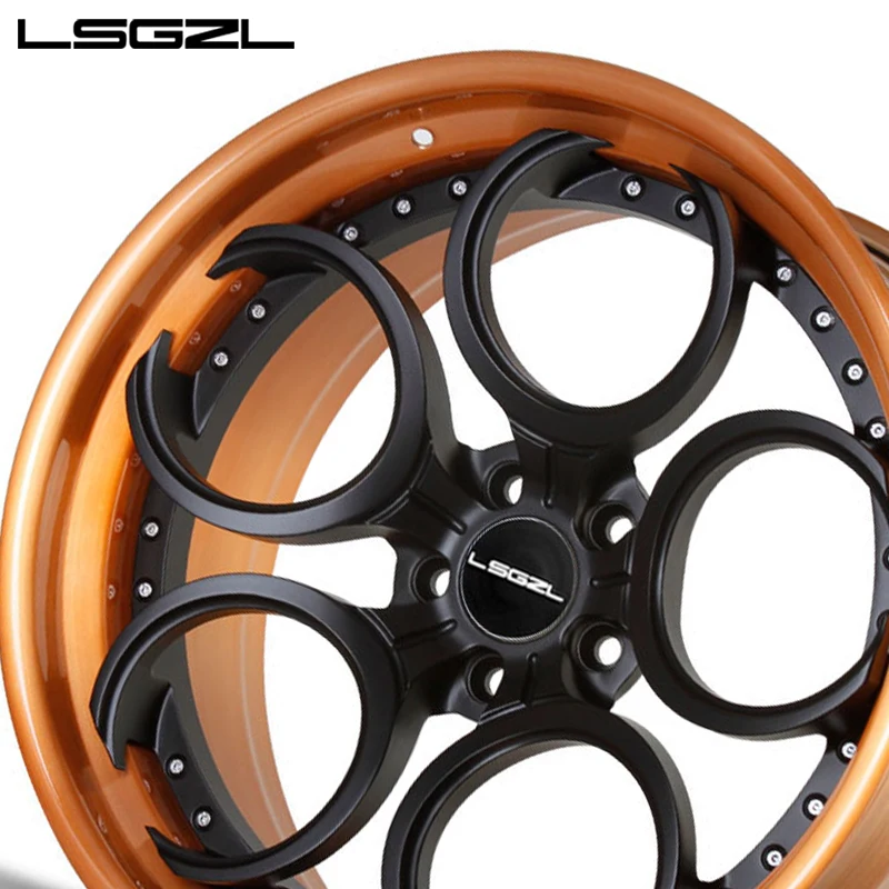 LSGZL custom forged 2 piece car rims alloy wheel Pcd 6X139.7 5x120 5x130 16 19 20 24 26 28 inch rims passenger car wheels