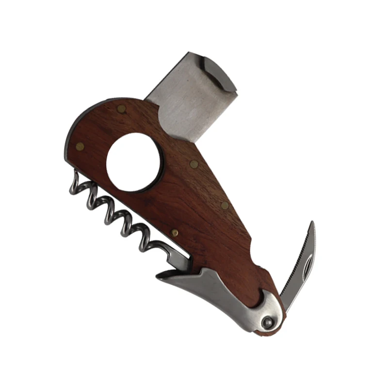 Wooden Hippocampal Knife Cigar Scissors Alcohol Corkscrew Tobacco Accessories 2 in 1 Stainless Steel Cigars Cutter