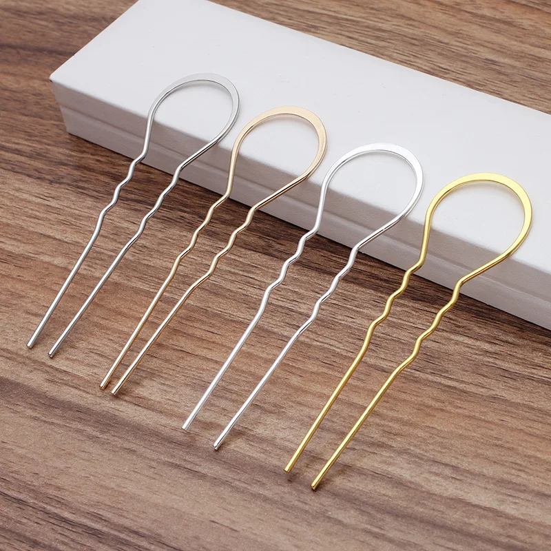 3.1cm*10.5cm Wide Wire Circle Head U Shape Hair Forks  Hairpin for Ponytail Metal Hair Sticks Long Hair Clips For Bun Head
