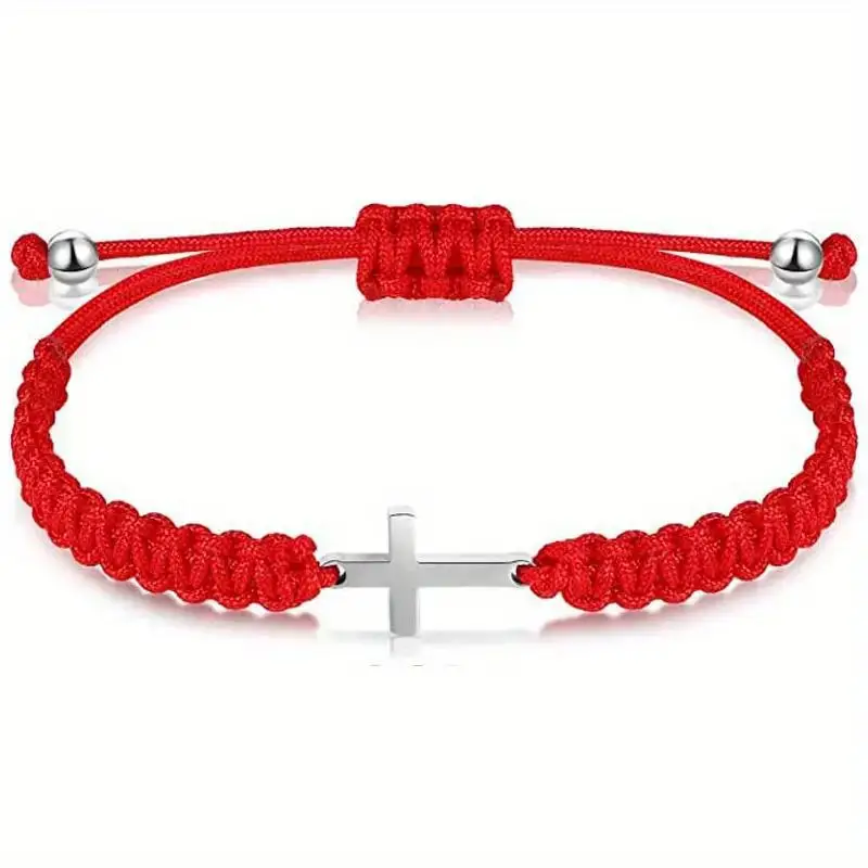 Wholesale Simple Fashion Couple Hand-Woven Gold Cross Thread Bracelets Mens Bracelet Rope Red