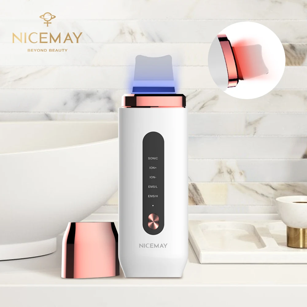 Nicemay Latest Hot selling Design LED Therapy Photon Ultrasonic Ion Galvanic Beauty Scrubber Skin Instrument