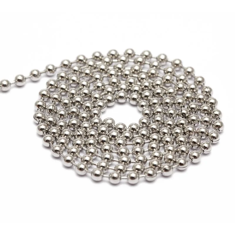 100 Feet Stainless Steel Ball Bead Chain 2.4 mm Adjustable Pull Chain Bead, with 30 PCS Matching Connectors for Jewelry Making