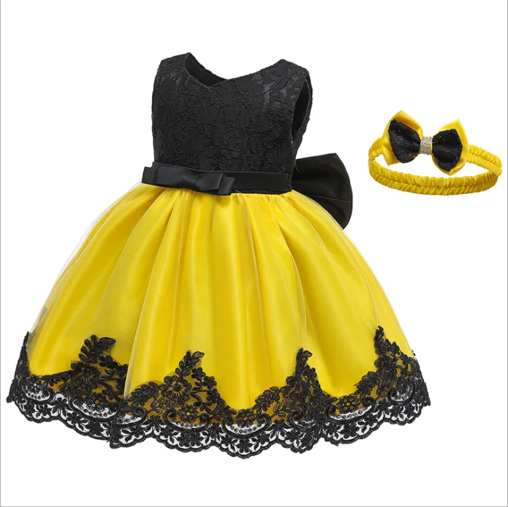 D0109  High Quality Kid Frock Design Pattern Lace Flower Girl Ball Gown Kid Birthday Party Dress Wholesale