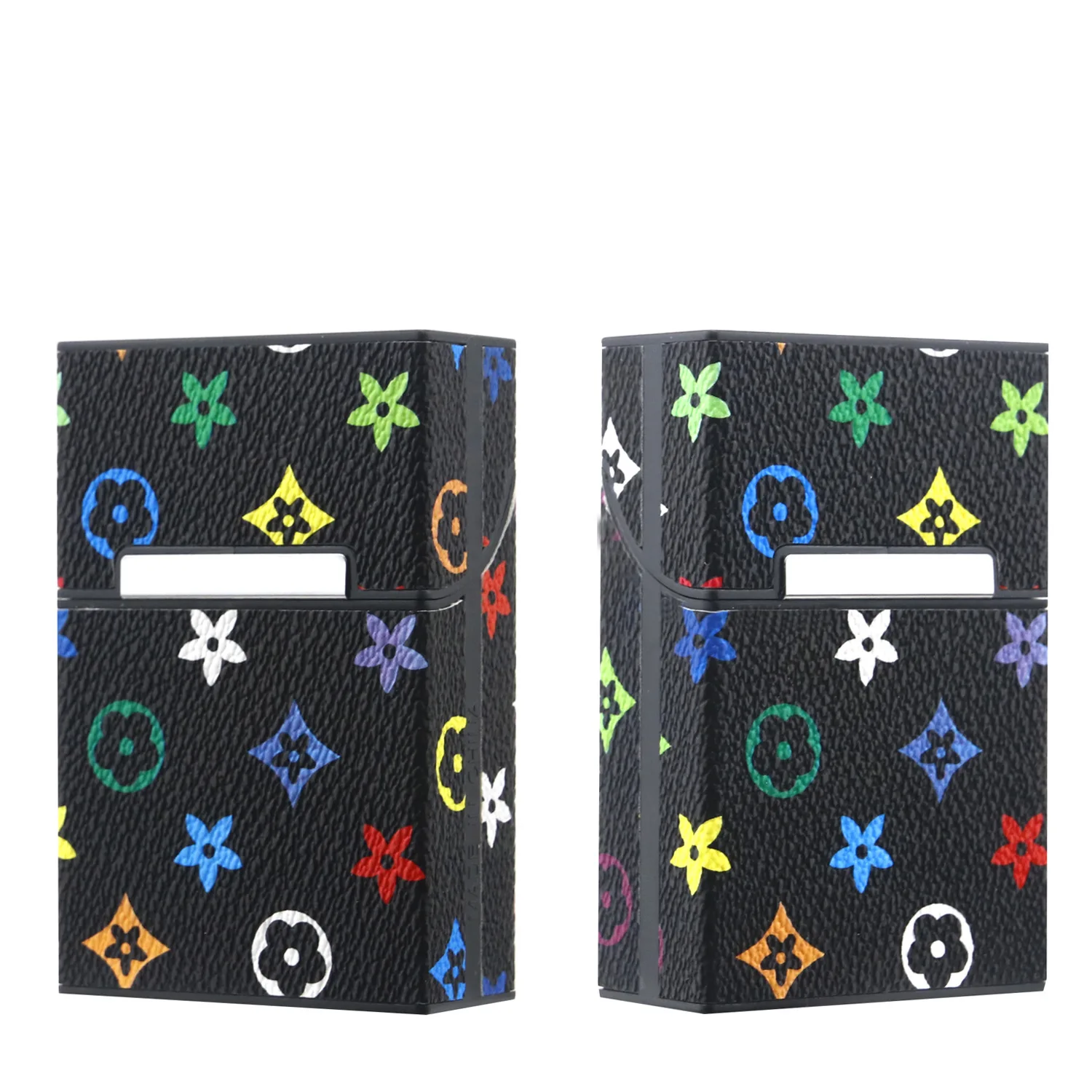 2023 Luxury Holds 20 Cigarette King Size 84Mm Lv Pattern Mens Handmade Magnetic Closure Square Pu Leather Metal Cigarette Case