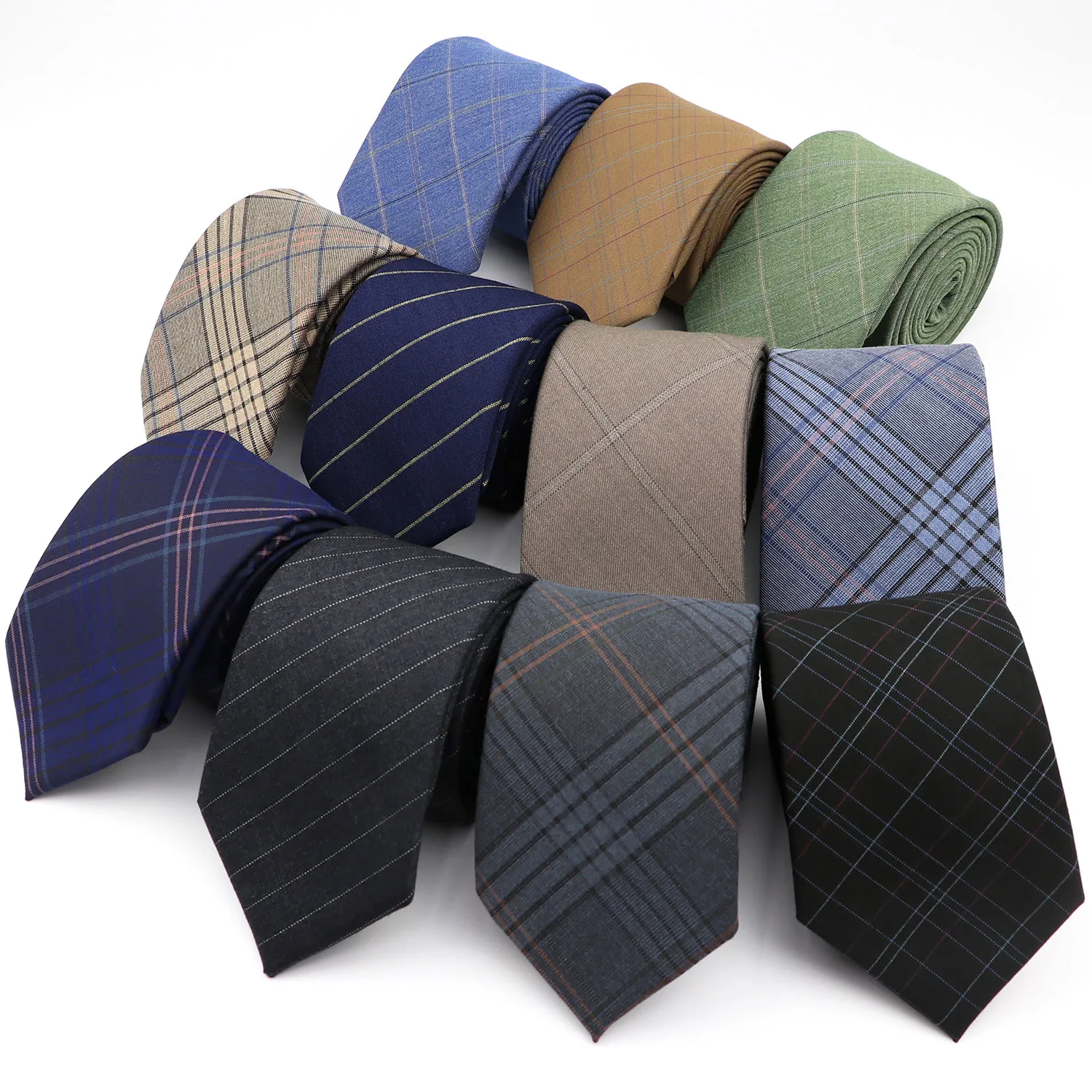 Fashion New Striped Plaid 6cm Men Women Tie TR Fabric Brown Blue School Uniform Necktie Leisure Suit Party Cravat Gift Accessory