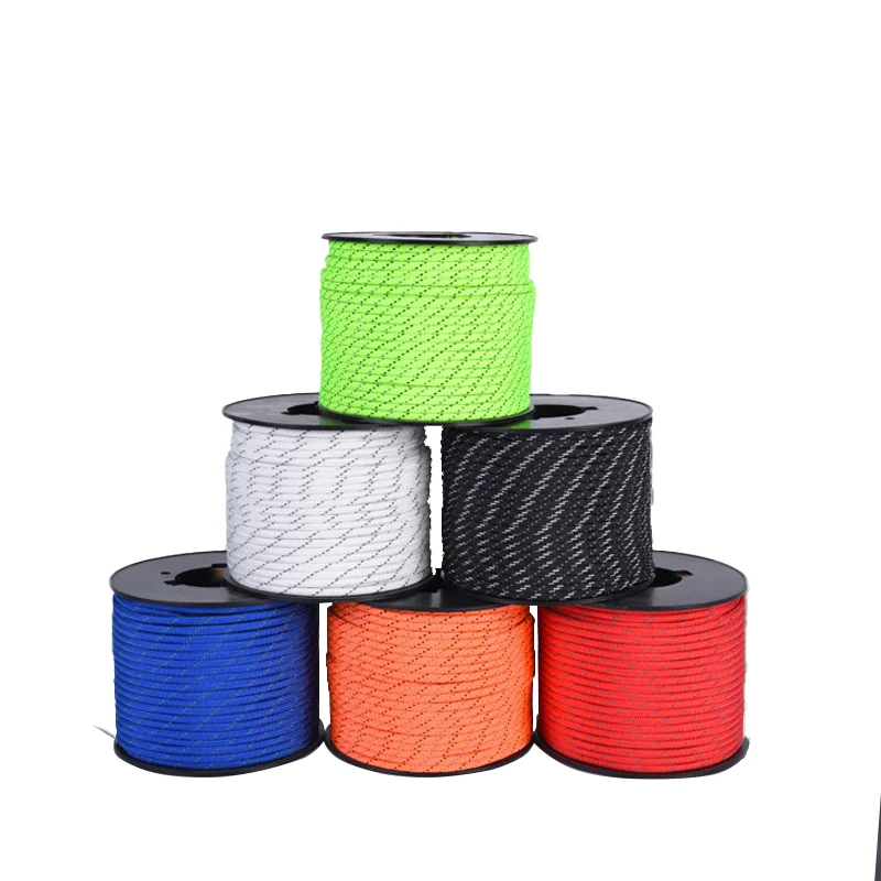Outdoor Survival Paracord 2Mm 3Mm 4Mm Parachute Cord 100% Nylon 550 Pounds Rope 50ft 100ft Paracord spool