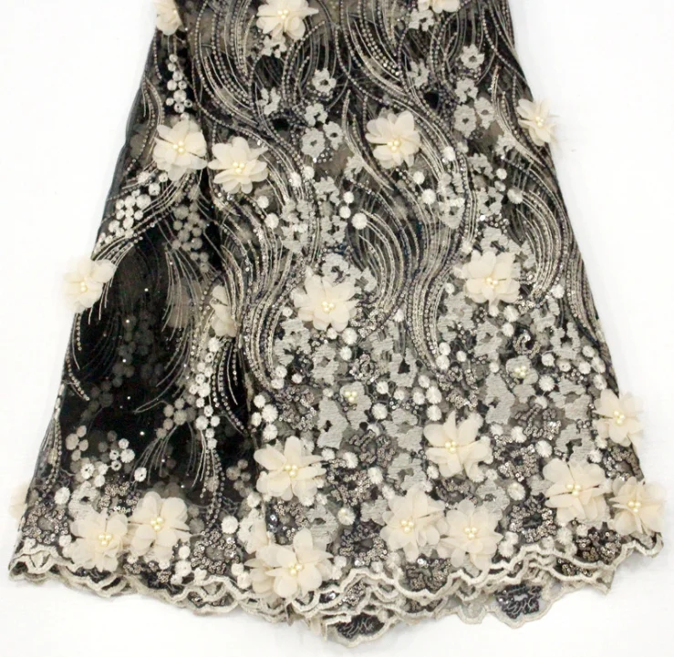 Ткань с 3D вышивкой, сетчатая вышивка, европейская и Африканская кружевная ткань для свадебного платья, кружевная ткань с цветочной вышивкой