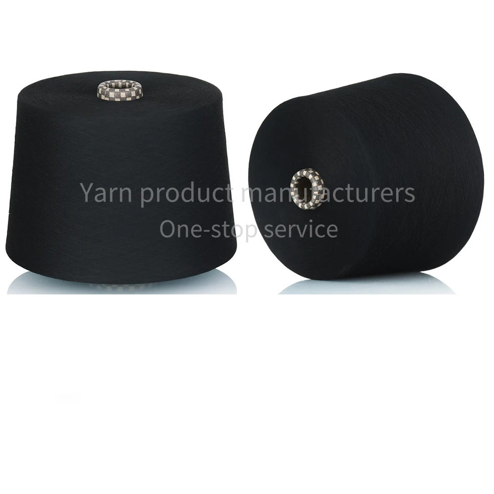 Recycled Polyester Blank Vortex Spun Yarn Black Viscose Blended Color Spun Yarn Woven and Knitted Blended Yarn