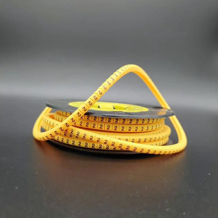 Yellow PVC 0.75-1.5mm Number Letters Cable Marker Strip For Wire Cable