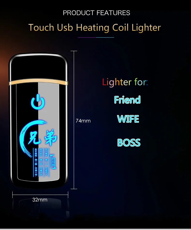 KL-024  coil USB LIGHTER Electric Plasma Lighter for Cigarette 550mah Battery