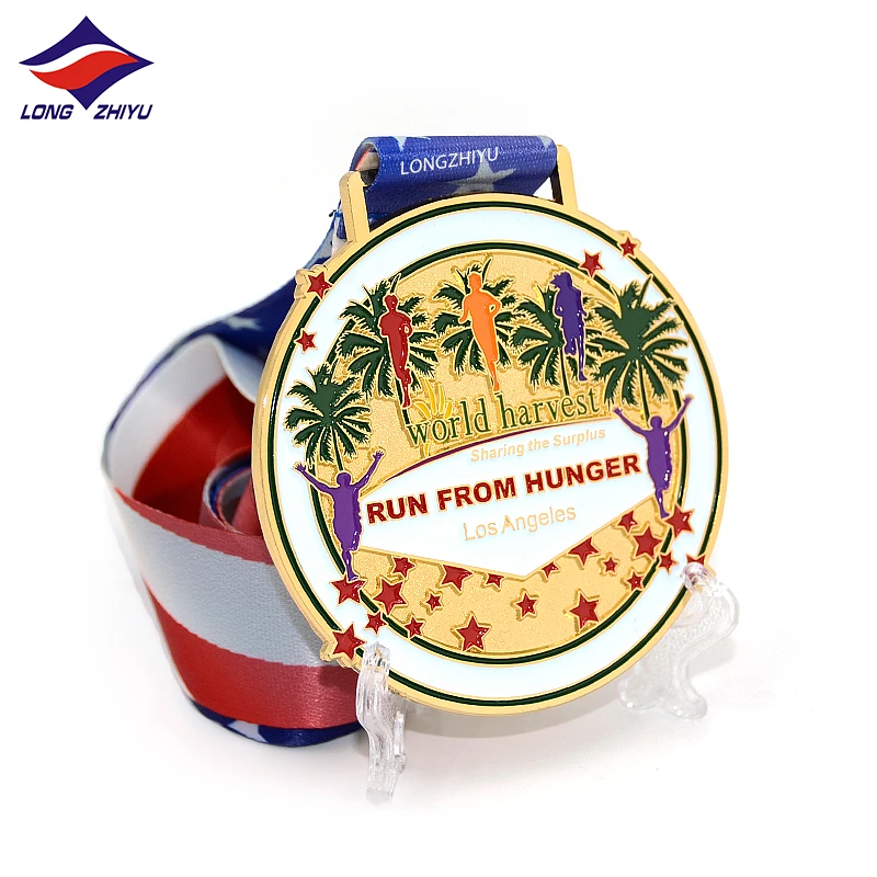Longzhiyu 15 years china supplier professional custom made enamel heart shaped medals wholesale couple running medals