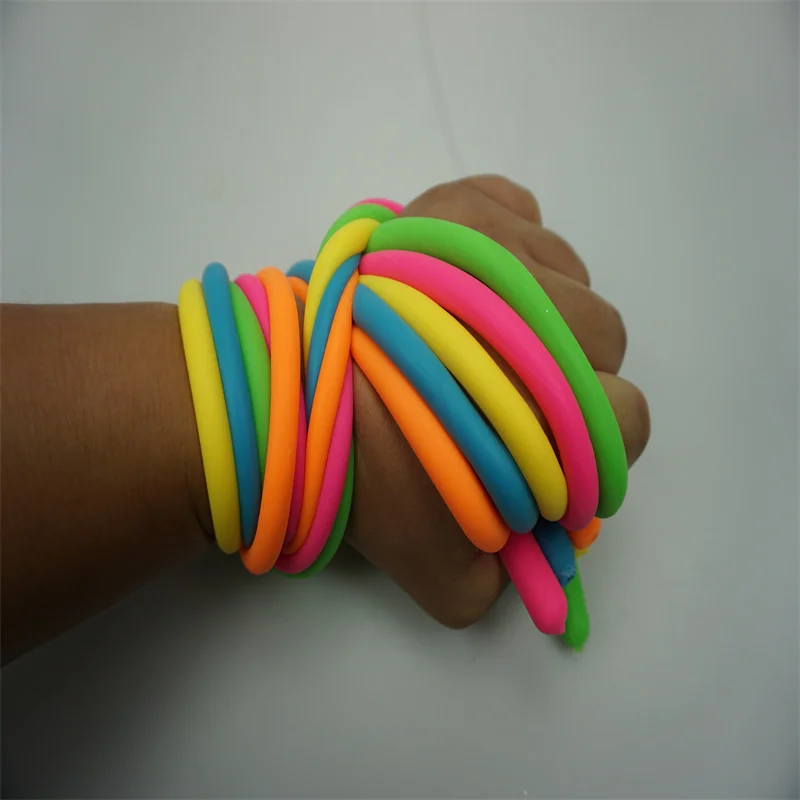 TPR  5-Pack of Squeeze Simulation Toys Kitchen Toys Set Stretchy String Sensory Play Fuzzy Worm Noodles fun Elastic noodles