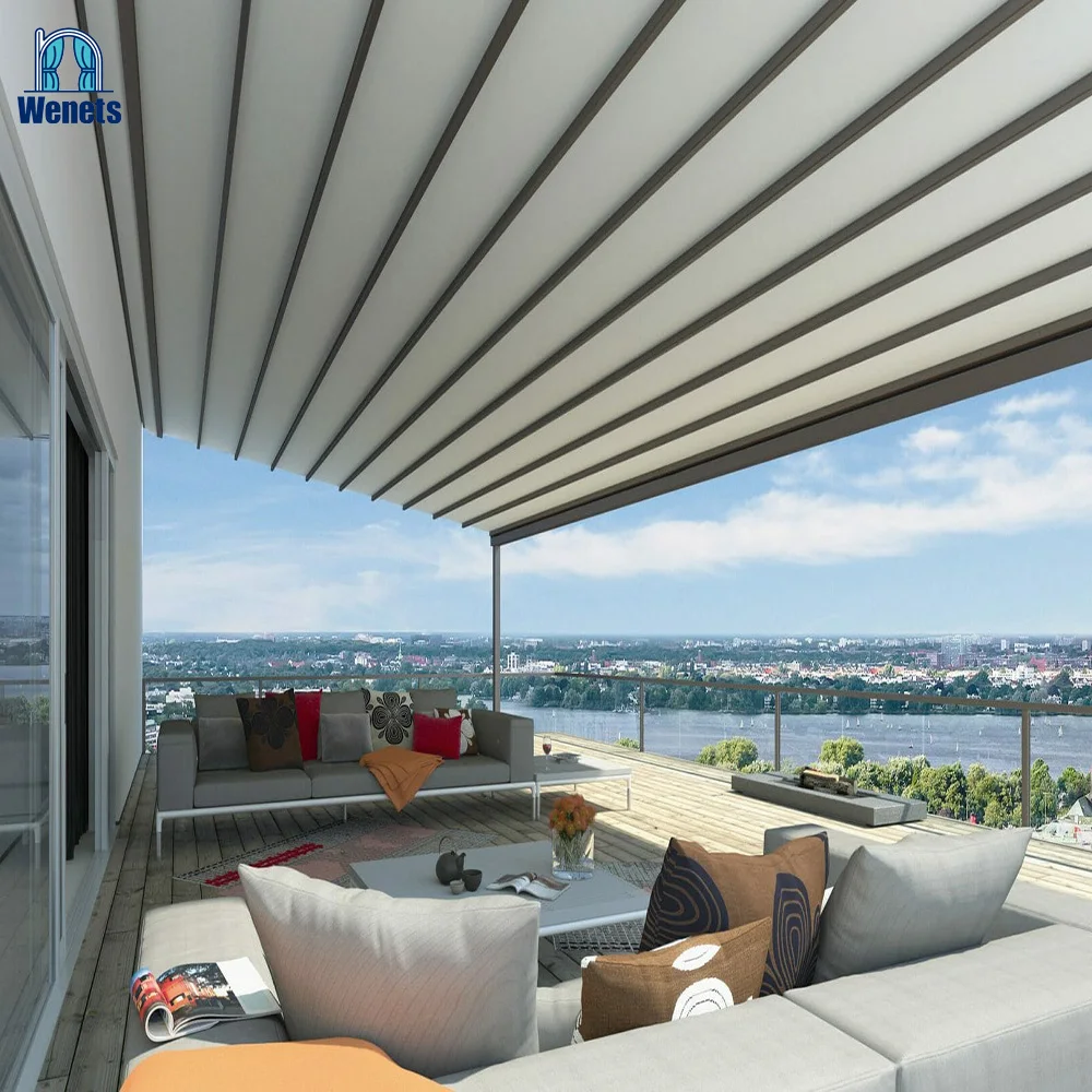 Factory price folding system aluminum PVC pergola automatic awning retractable roof